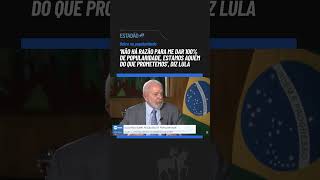 ‘Não há razão para me dar 100 de popularidade estamos aquém do que prometemos’ diz Lula [upl. by Verine]