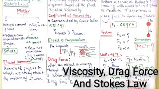 Viscous Drag and Stokes Law  Viscosity  Drag Force  Stokes Law  Fluid Dynamics  11th Physics [upl. by Alphonsine]