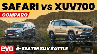 Tata Safari vs Mahindra XUV700  FWD vs AWD  6seater SUV comparo  evo India [upl. by Atteuqahc]