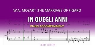 In quegli anni Karaoke piano  WA Mozart for TENOR [upl. by Ayetal]