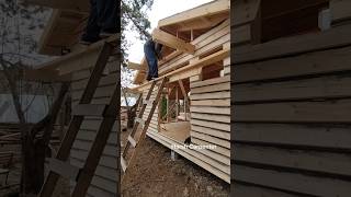 Finishing of External Walls and Pediment With Imitation Timber Construction of a Tiny House [upl. by Torr922]