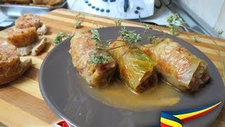 Rollitos de Repollo con Carne y Arroz Sarmale  Receta Rumana  Video 89 [upl. by Ennaehr770]