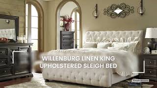 Willenburg Linen King Upholstered Sleigh Bed [upl. by Llahsram]