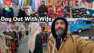 WINTER CLOTHES SHOPPING WITH WIFE IN SNOWFALL  DESI STREET FOOD [upl. by Atekehs]