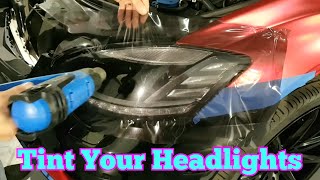 How to tint headlights Tinting headlights with air release vinyl By ckwraps [upl. by Siesser]