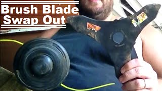 DIY How To Turn Your Weed Trimmer Head Into A Brush Cutter Blade To Clear Land And Property [upl. by Acirtap]