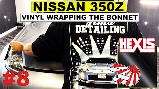 Vinyl Wrapping My Bonnet  Hexis Satin Black  Nissan 350Z Fairlady ASMR [upl. by Akienat]