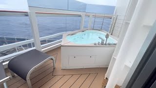 Gran Aurea Suite cabin on MSC Seaside with jacuzzi Sleeps up to 4 guests [upl. by Cardie]