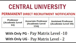 Permanent Assistant Professor Recruitment  With Only PG Rs 182400 pm  With Degree Rs 63200 pm [upl. by Giuliana]