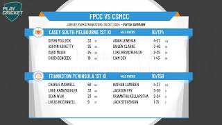 Frankston Peninsula 1st XI v Casey South Melbourne 1st XI [upl. by Llednahs]