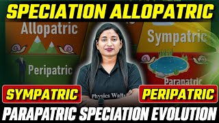 Speciation Allopatric Sympatric Peripatric amp Parapatric Speciation Evolution [upl. by Elleinet]