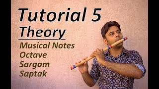 Divine Bansuri  Tutorial 5  Theory  Musical Notes Octave Sargam Saptak  Flute Lessons [upl. by Ahsiuqram]