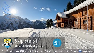 Skiing Mayrhofen  Finkenberg ⛷️ Ski Slope 51  Zillertal 3000  With GPS Stats [upl. by Heady39]