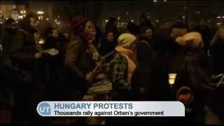 Hungary AntiOrban Protests Thousands rally against PM as discontent with government grows [upl. by Ynnel]