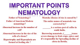 IMPORTANT POINTS OF NEMATOLOGY nematology [upl. by Haleemak]