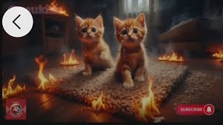 shararti😁😭 cute cat kittenfunny cat cartooncat ke Ghar mein Aag lag gaiviral video [upl. by Ellienad]