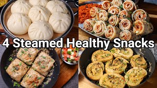 4 Healthy Steamed Snacks with No Oil or Less Oil for Evening Tea Time Snacks  No Oil Snack Recipes [upl. by Licec]