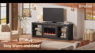 Electric Fireplace TV Stand with 7 Color LED Light for TVs up to 70quot [upl. by Ardekal]