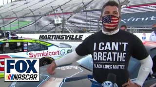 Bubba Wallace at Martinsville on banning of Confederate flag at NASCAR events  NASCAR ON FOX [upl. by Weinert]