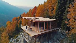 Man Builds Amazing House on Steep Mountain in 8 Months  Start to Finish by MrWildNature [upl. by Litnahc]