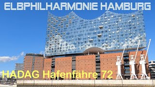 HADAG Fähre 72 im Hamburger Hafen  Komplette Fahrt Landungsbrücken  Elbphilharmonie  Arningstr [upl. by Suehtomit]