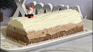 Bûche de Noël 3 chocolats  recette facile sans gélatine [upl. by Cullan984]