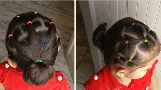 Baby girl hairstyle  A hairstyle with rubber bands can make your babys look different [upl. by Hawger]