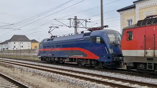 Durchfahrt der Nightjet 1116 195 in Enns [upl. by Eiffe]