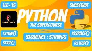 Python Programming Language  The SuperCourse  Lec 15  String Functions part  3 prabodhnam [upl. by Pammie]