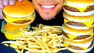 McDonalds CHEESEBURGERS Cheese Sauce FRIES Mukbang No Talking Jerry BIG BITES ASMR [upl. by Solracesoj827]