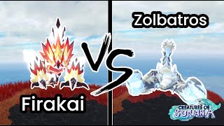 Firakai Vs Zolbatros  Creatures of Sonaria  Roblox [upl. by Ttelracs532]