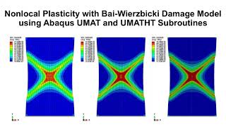 Nonlocal Plasticity with BaiWierzbicki Damage Model using Abaqus UMAT and UMATHT Subroutines [upl. by Ahens]