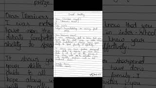 Email on congratulating your friend for 1st prize education shorts handwriting [upl. by Neryt]