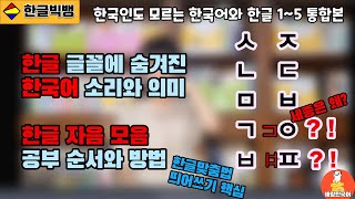 한국어 소리와 의미 한글의 관계 ㅣ 한글 글꼴과 한국어 소리와 의미 ㅣ 자질문자 한글 ㅣ 한글 자음 모음 공부 순서와 방법 ㅣ한국인도 모르는 한국어와 한글15통합본 [upl. by Llerrahs]