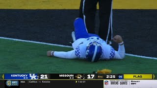 Missouri loses after brutal roughing the kicker penalty vs Kentucky [upl. by Assiroc]