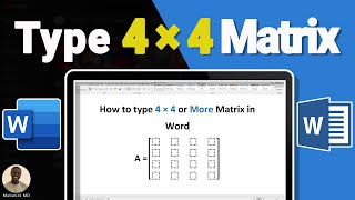 How to type 4 × 4 or any Custom Size Matrix in Ms Word  Full Guide [upl. by Varin]