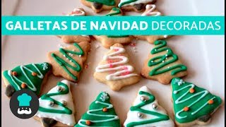 Galletas de Navidad DECORADAS  Receta de galletas den FORMA de ÁRBOL de Navidad [upl. by Spindell]