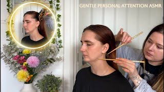 ASMR Soft Spoken Hair Pampering amp Touching on Shannon  Hair Brushing Hair Parting Jade Comb [upl. by Past]