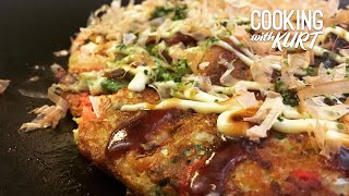 Okonomiyaki Japanese Savory Pancake  お好み焼き  Cooking with Kurt [upl. by Natelson716]