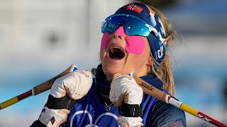 Therese Johaug Wins first gold medal of the 2022 Beijing Winter Olympics [upl. by Ahsenhoj]