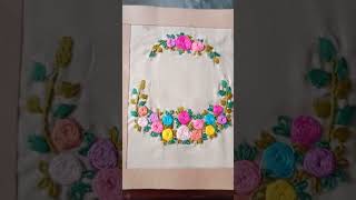 Diy embroideryrose stitchbeautiful embroidery designart embroiderydesign fabricart [upl. by Llemaj]