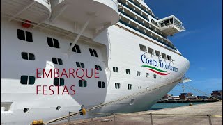 Cruzeiro de ferias Costa DiademaEmbarqueComida festas Shows [upl. by Ruel]