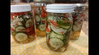 Easy sweet amp tangy refrigerator pickles aka cucumber salad in a jar [upl. by Doro688]