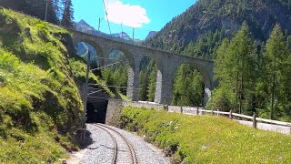 ★ 4K 🇨🇭Chur  Albulabahn  St Moritz summer cab ride Switzerland 072020 [upl. by Anayia]