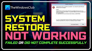 System Restore not working failed or did not complete successfully in Windows 1110 [upl. by Charley]