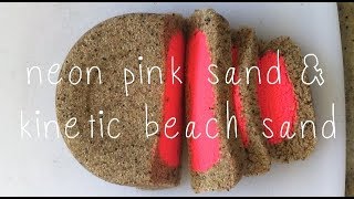 neon pink sand  kinetic beach sand I BROKE MY KNIFE 😱😭 [upl. by Aicile574]