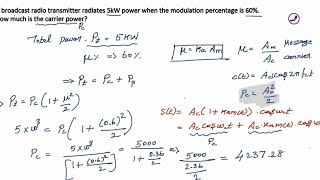 Amplitude Modulation solved problems  Example problems on amplitude modulation [upl. by Llirred]