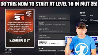 DO THIS NOW TO START AT LEVEL 10 IN MADDEN 25 ULTIMATE TEAM [upl. by Kinsman]