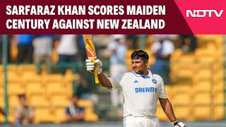 Sarfaraz Khan Century  Sarfaraz Khan Scores Maiden Century Against New Zealand [upl. by Nillor]