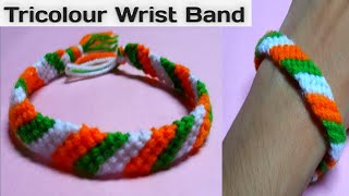 Diytricolour wrist band for independence day15th august special craft207 [upl. by Amek533]